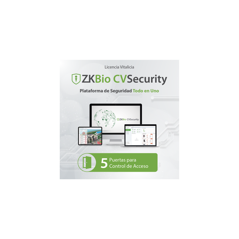 Licencia ZKBio CVSecurity / 5 Puertas / Vitalicia / Compatible InBioPro InBio APX / Green Label