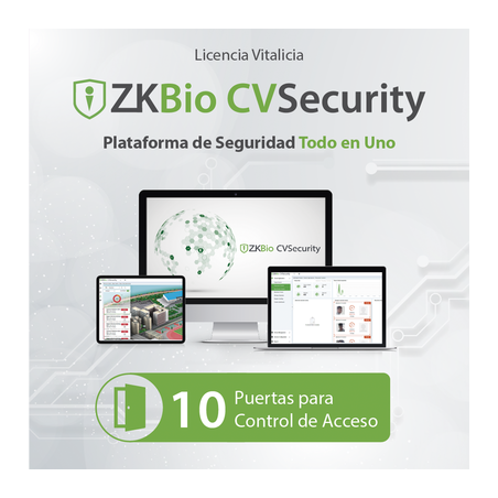 Licencia para ZKBio CVsecurity permite gestionar hasta 10 puertas para control de acceso