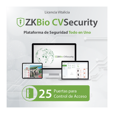 Licencia para ZKBio CVsecurity permite gestionar hasta 25 puertas para control de acceso