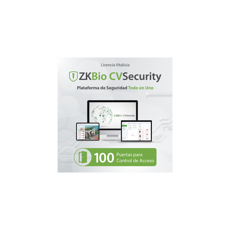 Licencia para ZKBio CVsecurity permite gestionar hasta 100 puertas para control de acceso