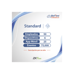 LICENCIA STANDART BIOTIME CLOUD 2.0  / 50 USUARIOS / 6 DISPOSITIVOS (Licencia Anual)