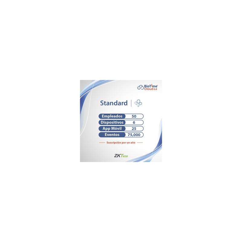 LICENCIA STANDART BIOTIME CLOUD 2.0  / 50 USUARIOS / 6 DISPOSITIVOS (Licencia Anual)
