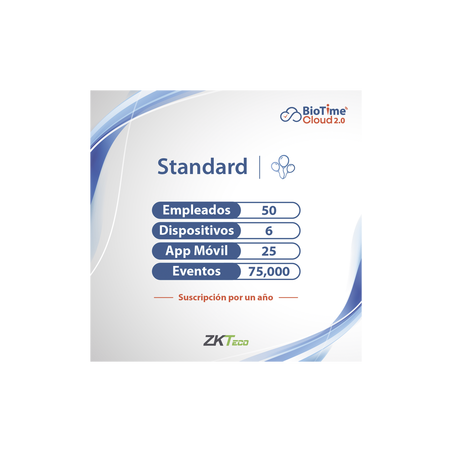 LICENCIA STANDART BIOTIME CLOUD 2.0  / 50 USUARIOS / 6 DISPOSITIVOS (Licencia Anual)