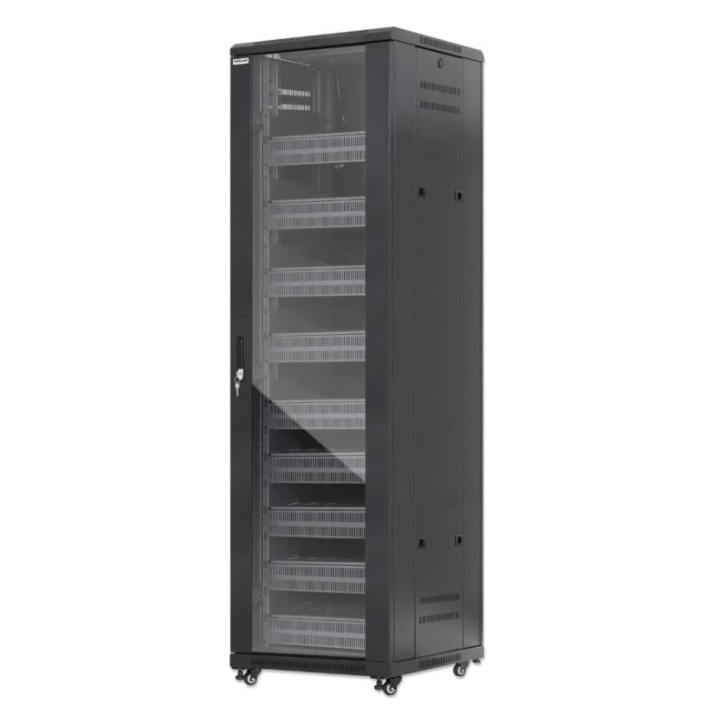 INTELLINET - 716253 - Gabinete 19" Pro Line con extractores de aire, 42U / Frente de 600 mm, unidad de ventilación con dos ex...