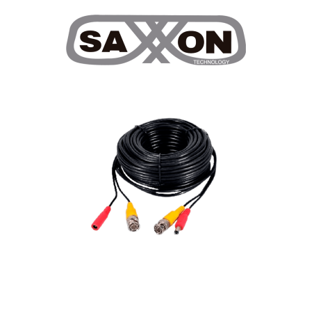 SAXXON SXWB40 - Cable Coaxial Siamés Armado / Conector BNC de Video / Conector de Alimentación / 40 Metros / 100% Cobre / Opt...