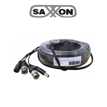 SAXXON WB0130C- Cable de 30 Metros Armado para Video y Energia/ Para Camaras Hasta 8 Megapixeles/ con Conectores BNC y de Ene...