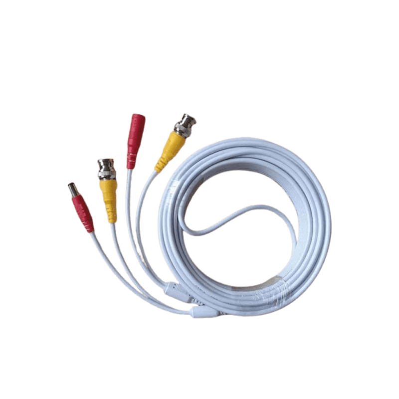 TCE LMG-BNC10W-Cable Coaxial Armado de 10 Metros para Video y Energía / Color Blanco / Soporta Cámaras HD / Conectores BNC y ...