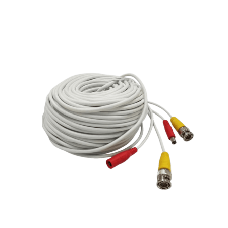 TCE LMG-BNC20W - Cable Armado para Video y Energía 20m, BNC Macho y Alimentación DC, Color Blanco, Ideal para Instalaciones d...