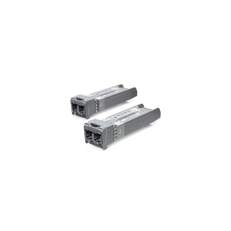 UFiber Módulo SFP+ 10G, transceptor MiniGibic MultiModo 10 Gbps, distancia 300m, conectores LC, paquete de 2 piezas
