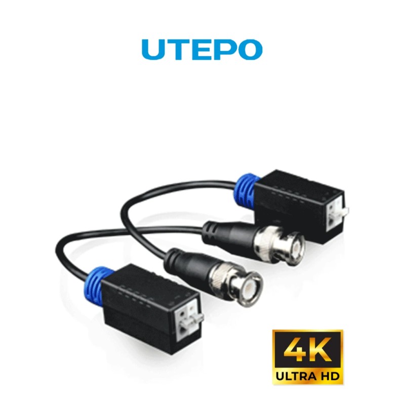 UTEPO UTP101PHD - Par de transceptores pasivos 4k (Video Baluns) 8MP con alcance de 4k hasta 160 metros en CVI, 4 megapíxeles...