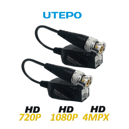UTEPO UTP101PHD416 - Paquete de 16 pares de transceptores pasivos con terminales Push, soporta HDCVI, HDTVI, AHD y CVBS. Alca...