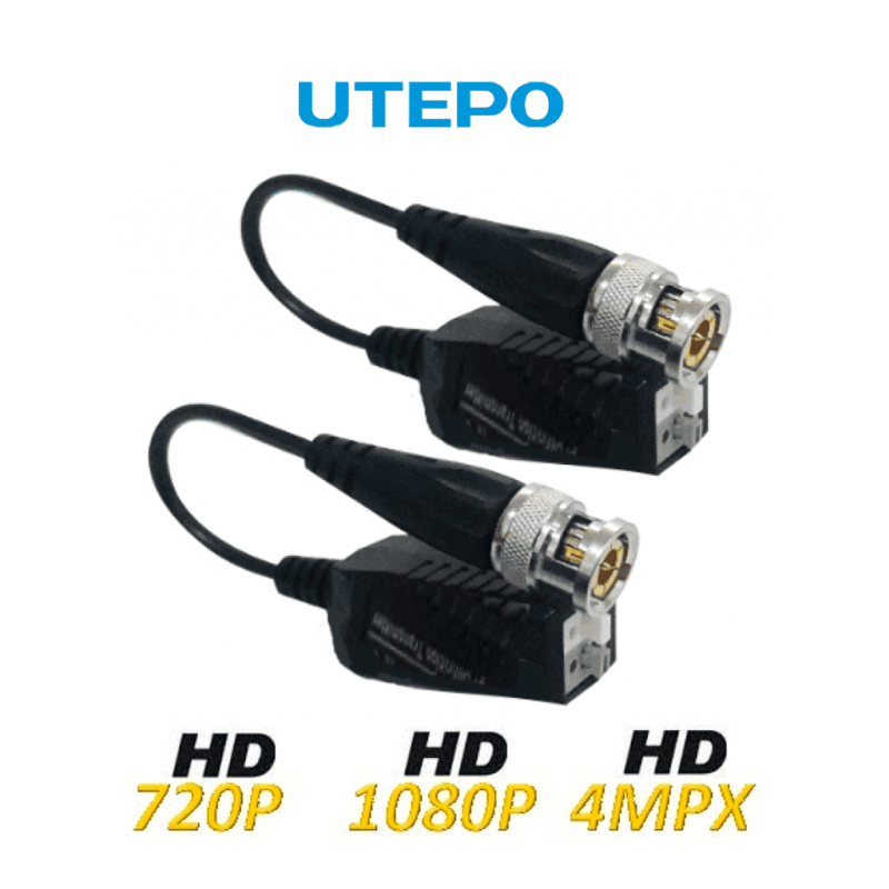 UTEPO UTP101PHD408 - Paquete de 8 pares de transceptores pasivos con terminales Push, soporta HDCVI, HDTVI, AHD y CVBS. Alcan...