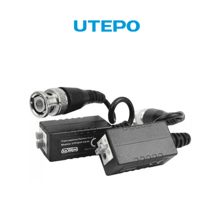 UTEPO UTP101PHD4B - Par de transceptores pasivos (Video Baluns) soporta 4MP a 200m, 1080p a 250m, 720p a 300m en CVI. Compati...