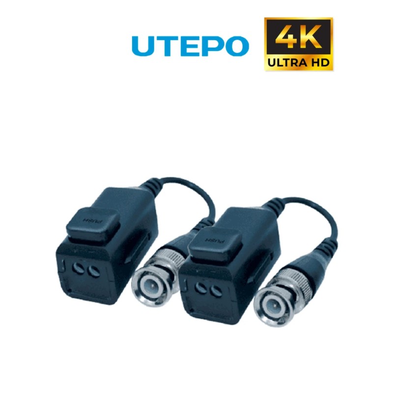 UTEPO UTP101PHD6 - Par de Transceptores Pasivos 4K (Video Baluns), Botón Push Superior, Empalmes Ordenados, 4K hasta 150m, 4M...