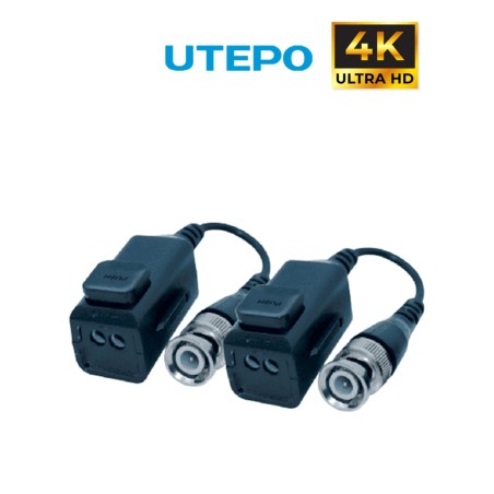 UTEPO UTP101PHD6 - Par de Transceptores Pasivos 4K (Video Baluns), Botón Push Superior, Empalmes Ordenados, 4K hasta 150m, 4M...