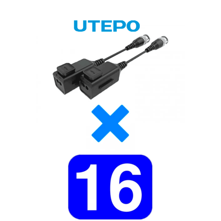 UTEPO UTP101PHD6PAK16 - 16 Pares de transceptores pasivos HD / Distancias: CVI 720p a 300M, 1080p a 250M, 4MP a 200M, 4K a 150M