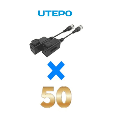 UTEPO UTP101PHD6PAK50 - 50 pares de transceptores pasivos HD, diseño para empalmes ordenados, distancias CVI: 720p a 300m, 10...