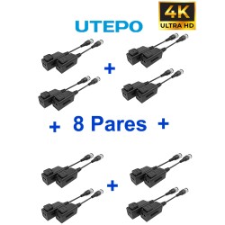 UTEPO UTP101PHD6PAK8 - 8 pares de transceptores pasivos HD, diseño para empalmes ordenados, distancias CVI: 720p a 300m, 1080...