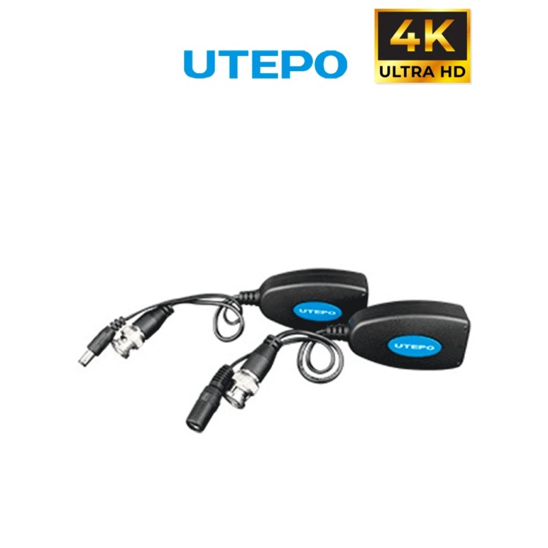 UTEPO UTP101PVHD12 - Par de transceptores 4K para video y energía, con entradas RJ45, 4K hasta 150m con CVI, 4MP y 2MP hasta ...