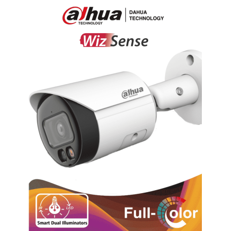 DAHUA IPC-HFW2449S-S-IL - Camara Bullet IP 4 Megapixeles/ Iluminador Dual Inteligente+Full Color/ WizSense/ Lente de 2.8mm/ 9...