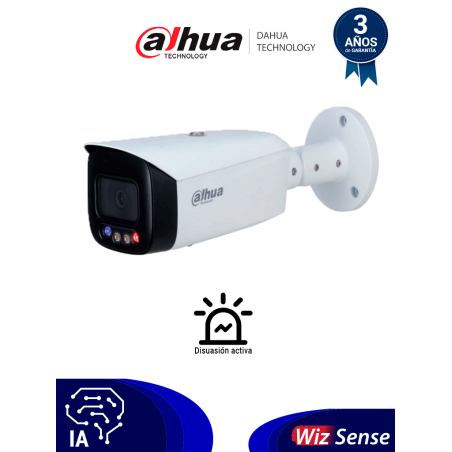 DAHUA IPC-HFW3249T1N-AS-PV-0360B - Cámara IP Bullet Resolución de 2 MP/ Lente 3.6 mm/ ∢ 107°/ LED 40mts/ IA WizSense/Det. de ...