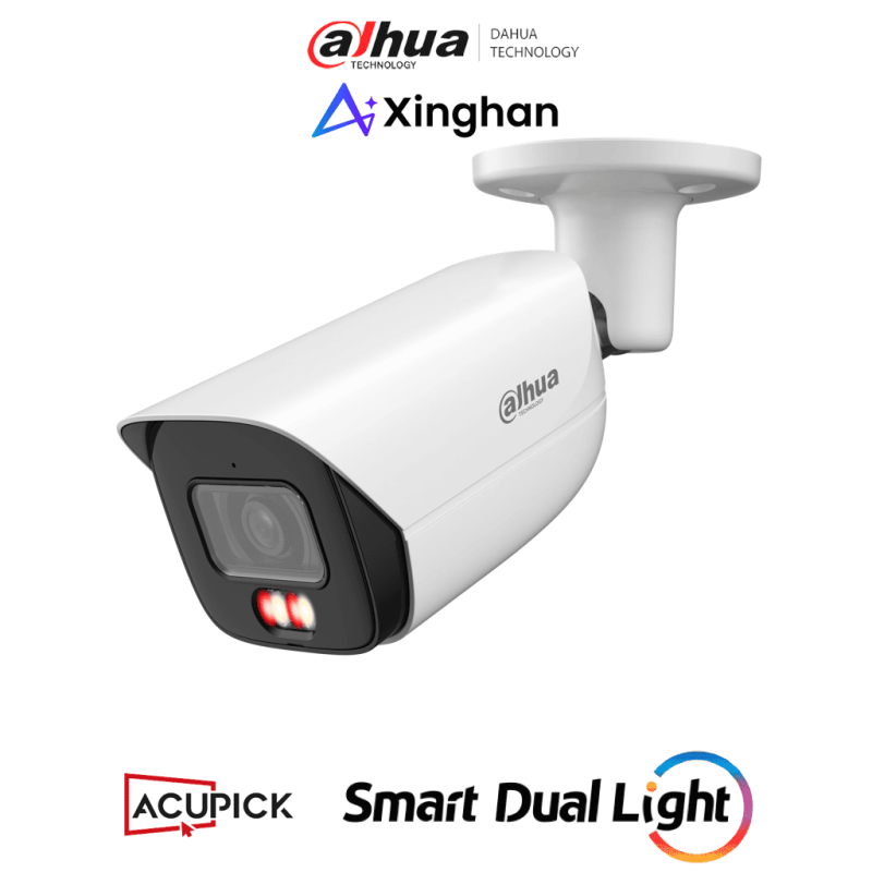 DAHUA IPC-HFW3849E-AS-IL -Cámara IP Bullet de 8 Megapíxeles con Iluminadores Dual/WizSense/Lente de 2.8 mm/107 Grados de Aper...