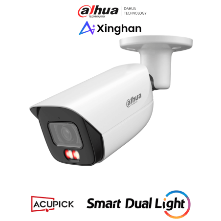 DAHUA IPC-HFW3849E-AS-IL -Cámara IP Bullet de 8 Megapíxeles con Iluminadores Dual/WizSense/Lente de 2.8 mm/107 Grados de Aper...