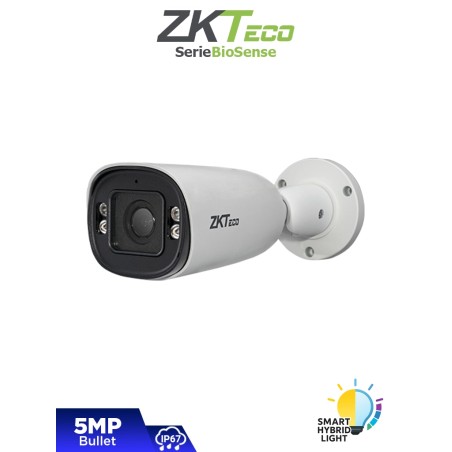 ZKTECO BL-855P48A-S8-S-HL – Cámara IP Bullet Híbrida Inteligente de 5 MP, Serie BioSense, Lente Motorizado 2.8–12 mm, Video A...