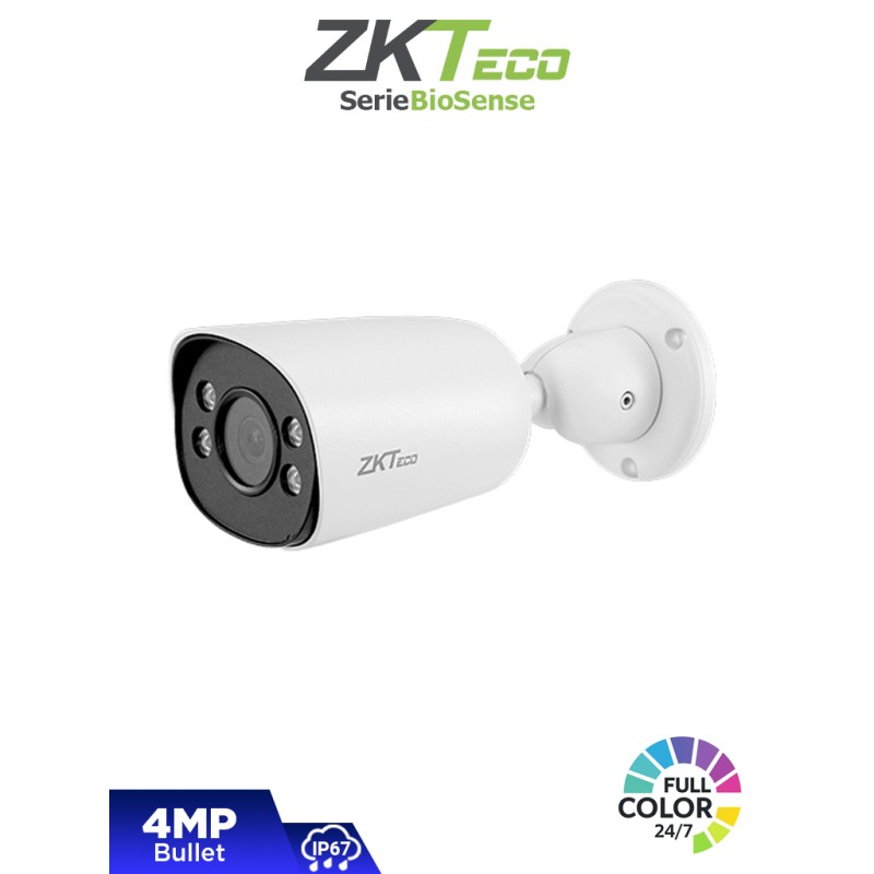 ZKTECO BS-854C31C-S4-C-MI-S – Cámara IP Bullet Full Color de 4 MP, Serie BioSense, Lente 2.8 mm, Micrófono Integrado, Video A...