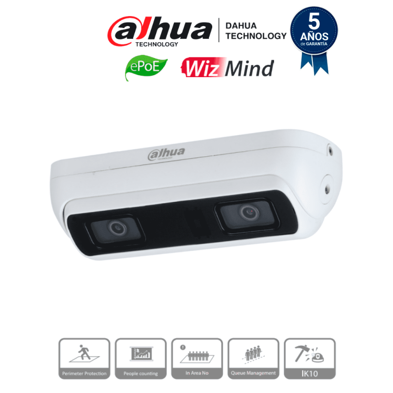 DAHUA IPC-HDW8341XN-3D-0360B-S2 - Cámara IP Dual Resolución de 3 MP/ Lente 3.6 mm/  ∢ 79°/ IR 20 mts/ IA WizMind/ Cont. de Pe...