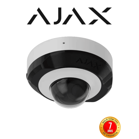 Ajax DomeCam Mini (5 Mp/2.8 mm) - Camara IP Domo  5 Megapixeles con IA y Micrófono/ H.265/ 25 Fps/ Lente de 2.8mm/ Angulo de ...