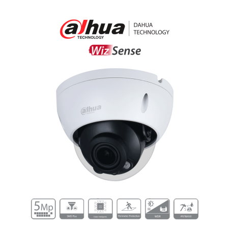 DAHUA DH-IPC-HDBW2541R-ZAS - Domo Antivandalico de 5 Megapixeles/ Lente Motorizado de 2.7-13.5/ WizSense/ IR de 40 Metros/ Ra...