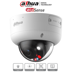 DAHUA IPC-HDBW3849R1P-ZAS-PV - Cámara IP Domo de 8 MP, con iluminadores duales hasta 40 m, tecnología TiOC y WizSense, lente ...