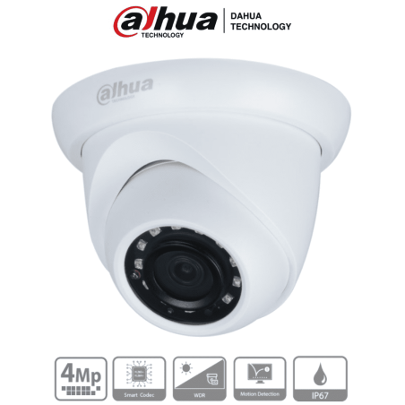 DAHUA IPC-HDW1431S - Camara IP Domo de 4 Megapixeles/ Lente de 2.8 mm/ 93 Grados de Apertura/  H.265+/ WDR Real de 120 dB/ IR...