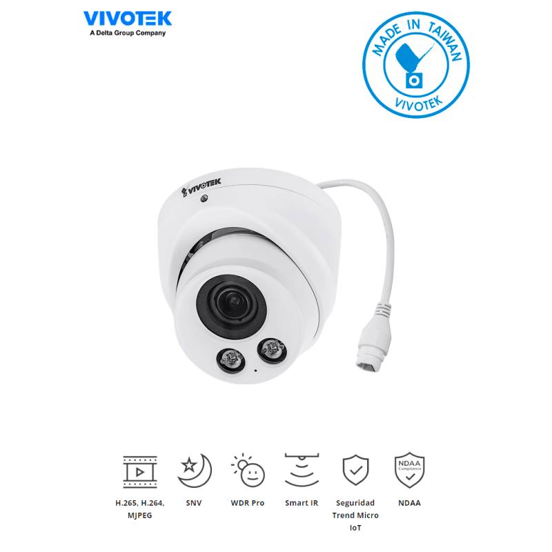 VIVOTEK IT9388-HT - Camara IP domo exterior 5 Megapixeles / H.265/ Lente Varifocal Remoto 2.8-12mm / WDR Pro/ Protección IP66...