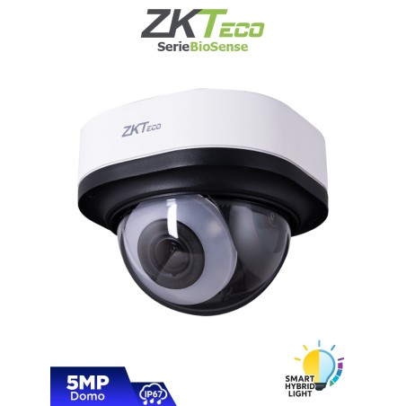 ZKTECO DL-855P38B-S8-S-FHL - Cámara IP Domo Híbrida Inteligente de 5 MP, Serie BioSense, Lente Motorizado 2.8–12 mm, Video An...
