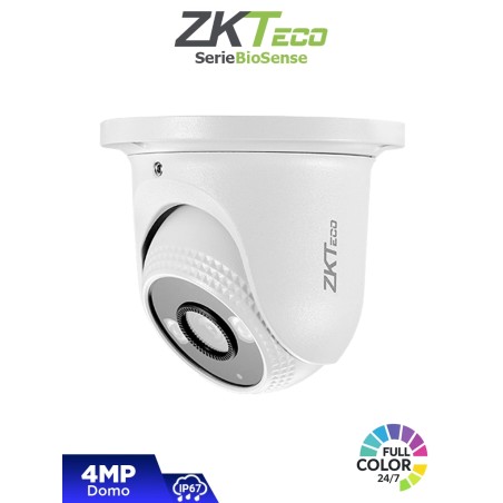 ZKTECO ES-854C31C-S4-C-MI-S  Camara IP Domo Full Color de 4 MP, Serie BioSense, Lente 2.8 mm, Micrófono Integrado, Video Anal...