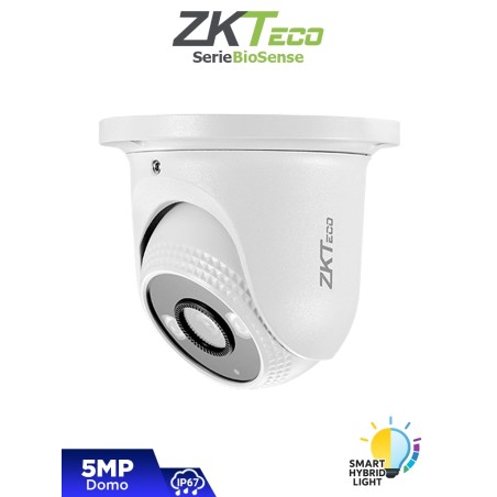ZKTECO ES-855P31C-S8-MI-S-HL - Cámara IP Domo Híbrida Inteligente de 5 MP, Serie BioSense, Lente 3.6 mm, Micrófono Integrado,...