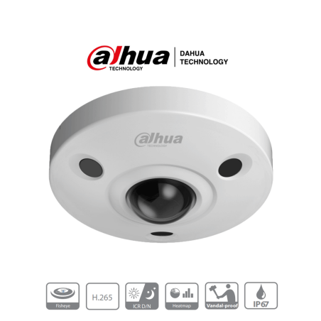 DAHUA IPC-EBW81230 - Camara IP Domo Fisheye Antivandalica 4K/ 12 Megapixeles/ Vision 360 grados/ H265/ Audio/ IP67/ IK10/ HEA...