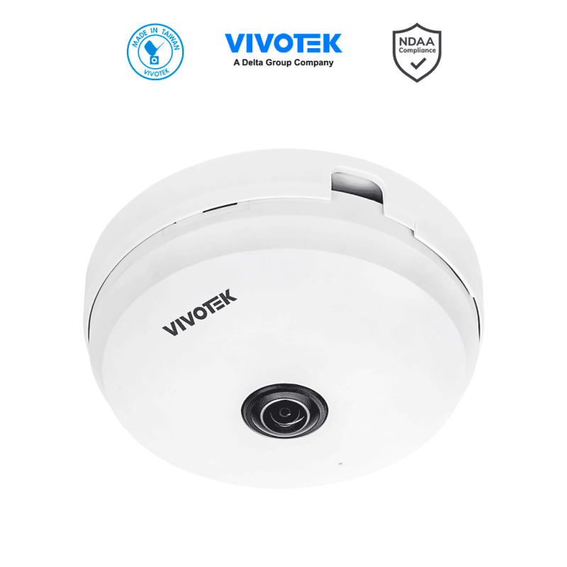 VIVOTEK FE9180-H-v2 - Cámara IP fisheye interior 5 Megapixeles, Visión hemisférica 360º, Smart Stream III, WDR Pro, 3DNR, Mic...