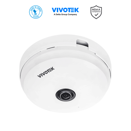 VIVOTEK FE9180-H-v2 - Cámara IP fisheye interior 5 Megapixeles, Visión hemisférica 360º, Smart Stream III, WDR Pro, 3DNR, Mic...