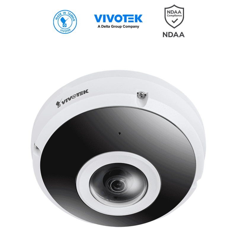VIVOTEK FE9380-HV - Cámara IP fisheye exterior 5 MP, H.265, panorámica 360º, Smart IR 10m, WDR Pro, micrófono integrado, IP66...