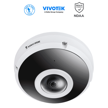VIVOTEK FE9380-HV - Cámara IP fisheye exterior 5 MP, H.265, panorámica 360º, Smart IR 10m, WDR Pro, micrófono integrado, IP66...