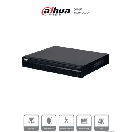 DAHUA DHI-NVR4216-4KS3 NVR de 8 Megapixeles/ 4k/ 16 Canales IP/ Rendimiento de 160 Mbps/ Smart H.265+/ 2 Bahias de Discos Dur...
