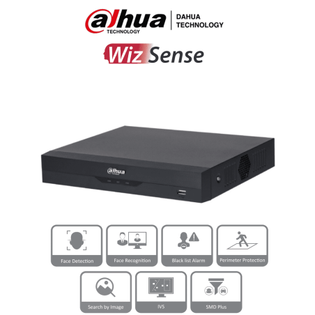 DAHUA NVR2104HS-P-I2 - NVR DE 8 Megapixeles/ 4k/ 4 Canales IP/ WizSense/ 4 Puertos Poe/ H265+/ Rendimiento de 80 Mbps/ HDMI y...