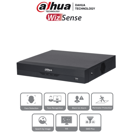 DAHUA NVR2116HS-I2 - NVR de 8 Megapixeles/ 4k/ 16 Canales IP/ WizSense/ Con IA/ Rendimiento de 144 Mbps/ Smart H.265+/ 1 Ch d...
