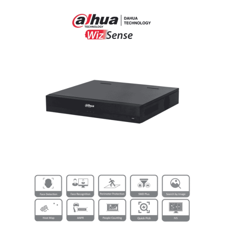 DAHUA NVR4416-16P-EI - NVR de 8 MP /16 Canales IP/ WizSense/ 4k con IA/ 16 Puertos PoE af/at/ 4 Bahias para Discos Duros/ 1 C...