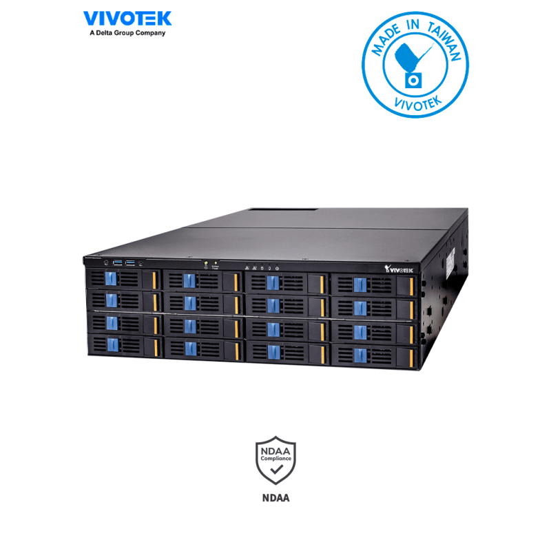 VIVOTEK NR9682-v2 - NVR de 64 canales con 16 bahías, 3U rackable, cuenta con fuente redundante y es compatible con ONVIF, H.2...