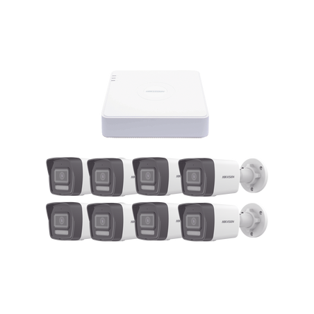 Kit IP 1080p (2 Megapixel) / NVR de 8 Canales con 8 Puertos PoE / 8 Cámaras IP Bala ColorVu Lite y Motion Detection 2.0 / Mic...
