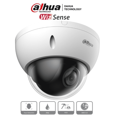 DAHUA SD22204DB-GNY - Cámara IP PTZ de 2 MP / WizSense/ 4x de Zoom óptico/ Starlight / Detección facial/ SMD 3.0/ Antivandáli...